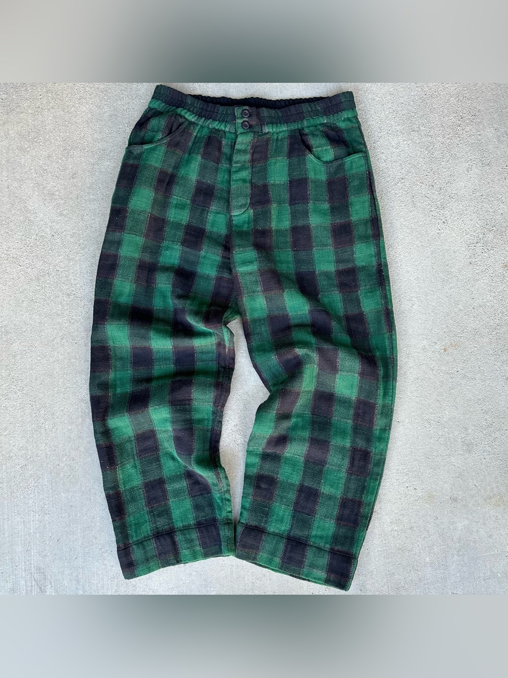 Ace and Jig Women’s Pascal Pant Double Cloth Green/Black Plaid Pants Sz Medium